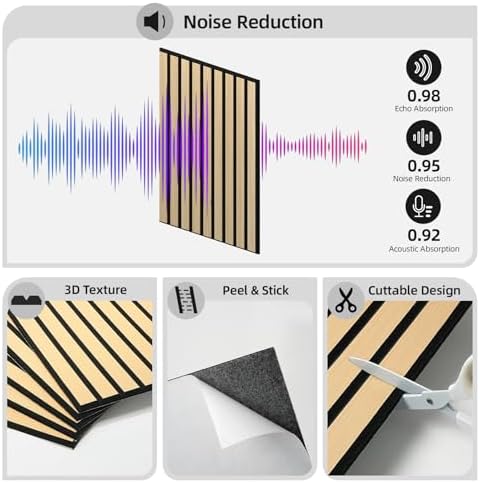 WADILE 16 Pack Self Adhesive Acoustic Wall Panels in Wood Look 11.8"x15.7" - Image 2