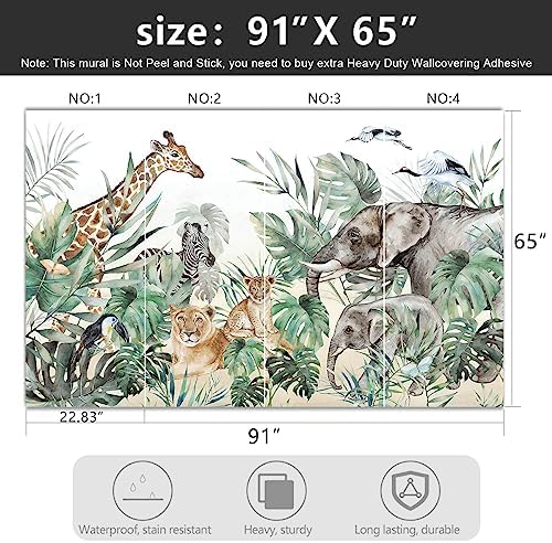 -Tropical Rainforest Plants Animals Tigers Fabric Wallpaper Jungle Plants - Image 4