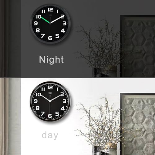 HITO 10 Inch Night Light Wall Clock Battery Operated Brightness Adjustable - Image 5