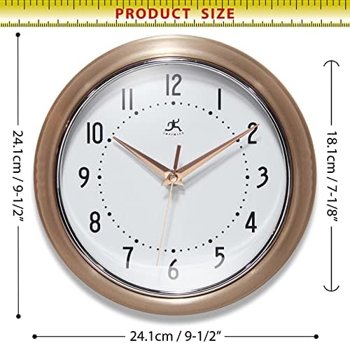 Infinity Instruments LTD. Retro 9 inch Silent Sweep Non-Ticking Mid Century - Image 5