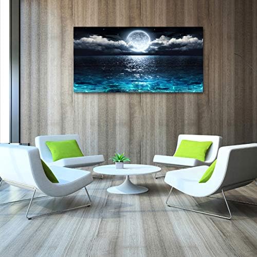 Wall Art Moon Sea Ocean Landscape Picture Canvas Wall Art Print Paintings - Image 5