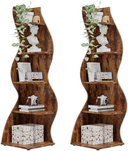 Tribesigns Corner Shelf, Rustic 5-Tier Wall Corner Bookshelf, Stylish Corner by Tribesigns