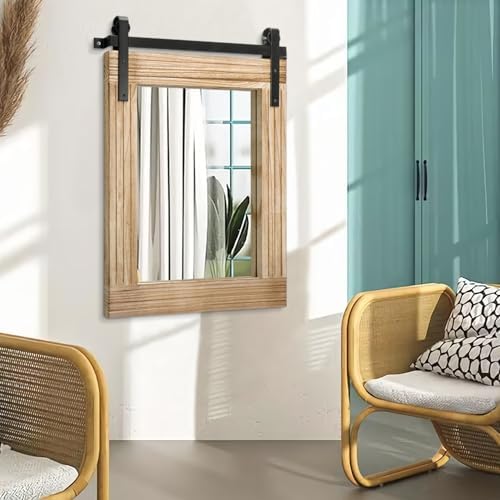 AAZZKANG Rustic Mirrors for Wall Rectangle Barn Door Mirror - Image 4