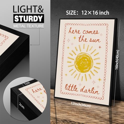 Kids Sun Canvas Wall Art Trendy Inspirational Quote Posters 12x16 inch Black - Image 2