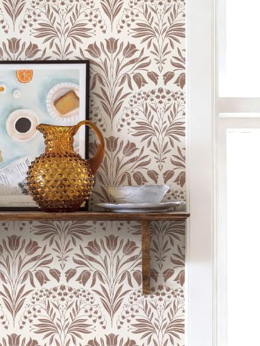 Vintage Tulip Floral Peel and Stick Wallpaper Retro Red Contact Paper - Image 6