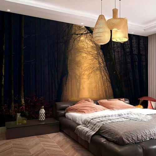 Dark Mist Forest Landscape Mural Forest Trees Peel Off Adhesive Wallpaper - Image 2