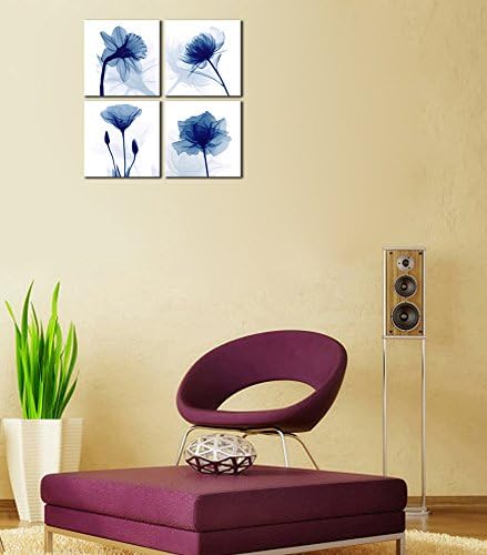 Pyradecor Blue Flickering Flower Abstract Paintings Canvas Wall Art Grace - Image 5