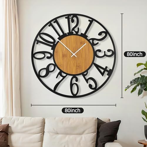 Maxstar Large Round Wall Clock for Living Room Decor Battery Operated Non - Image 2