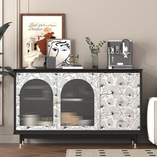 Peel and Stick Wallpaper Black and Beige Contact Paper 17.3"x393" - Image 6