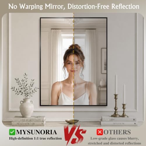 30"x30" Black Bathroom Mirror Wall Mounted - Image 3