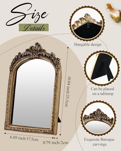Wonderjune 3 Pcs Vintage Gold Wall Mirror Set, Classic Style - Image 3