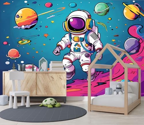 XMPMBM-3d Cartoon Astronauts Starship Nursery Room Fabric Wallpaper - Image 3