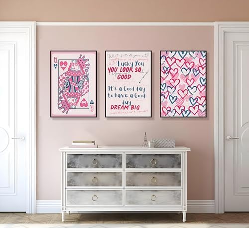 3Pcs Motivational Wall Art Inspirational Quotes Canvas Posters Pink Blue Color - Image 3