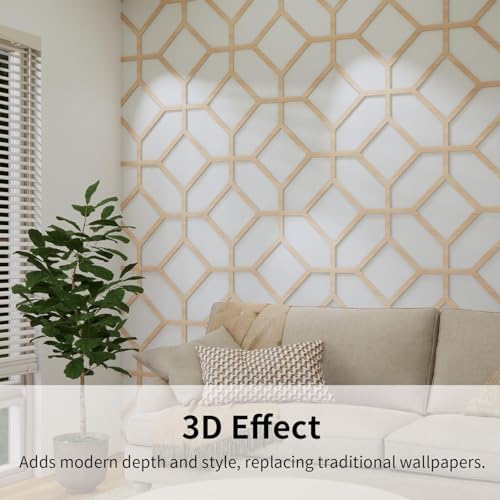 Decorative Modular Fretwork 3D Wall Panels, Cross Grid Oak - Image 5