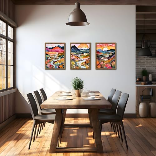 Wood Frame Boho Colorful Wall Art, Modern Flower Aesthetic Posters Prints - Image 5