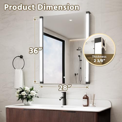 28" Wx36 H LED Mirror for Bathroom Vanity Mirror, 270° Rotatable LED Arms for - Image 5