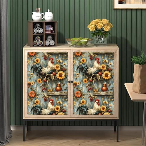 Sunflowers Rooster Wallpaper Peel and Stick 17.3"x236" Non-Woven Fabrics Self - Image 2