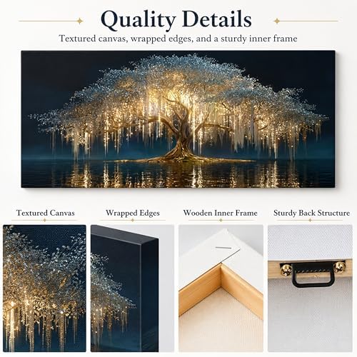 MBFKVFE Large Tree of Life Canvas Wall Art, 24x48 Inch - Image 6