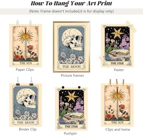 Pouydmi Tarot Card Wall Art Sun Moon Canvas Wall Decor Mystical Astrology Wall - Image 7