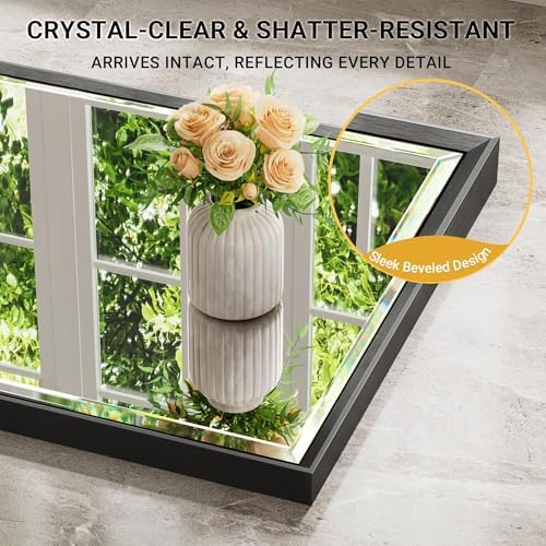 Black Framed Rectangle Beveled Full Length Mirror 16x60 Inch, Anti‑Rust - Image 4