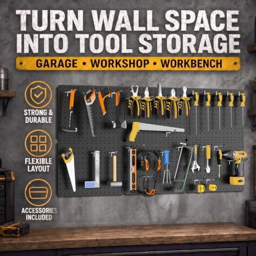 Steel Pegboard Tool Wall Organizer, 6 Bins - Image 3