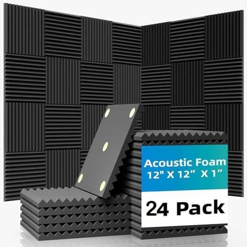 24 Pack Acoustic Foam Wall Panels by Temgcuam
