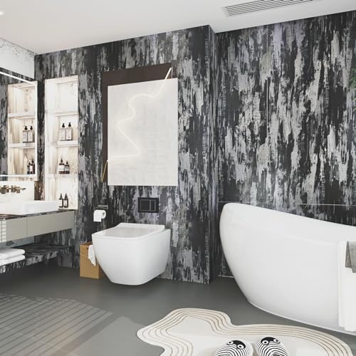 BOMENG Black Concrete Peel and Stick Industrial Wallpaper 31.5"x157.5" Cement - Image 4