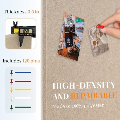 DOLLAR BOSS Felt Cork Board Tiles 48" x 36" Bulletin Board - Image 4