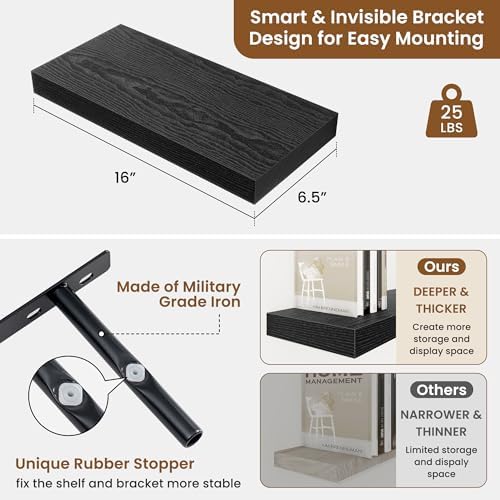 Floating Shelves for Wall, Wall Mounted Wood Shelves - Image 3