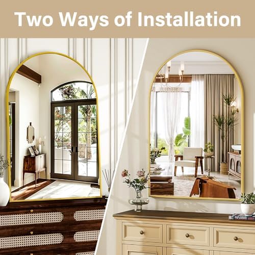 HARRITPURE Arched Wall Mirror 30"x40" Gold Arch Bathroom Vanity Mirror - Image 5