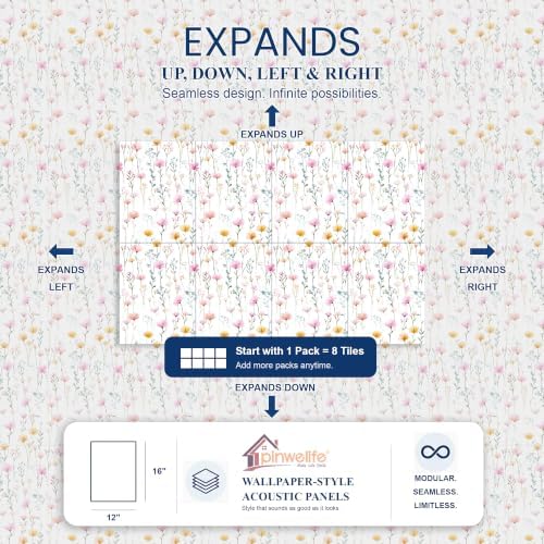 PINWELIFE® Acoustic Art Tiles – 8-Pack 12"x16" Sound Absorbing Panels, Seamless - Image 5