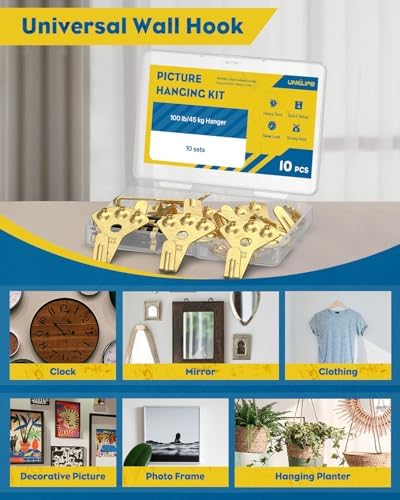 Uniclife 10 Pcs 100 lb Heavy Duty Picture Hangers - Image 6