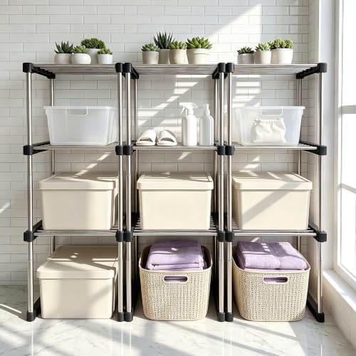 BLULEE Expandable Standing Shelf Unit, Adjustable Storage Rack Black - Image 3