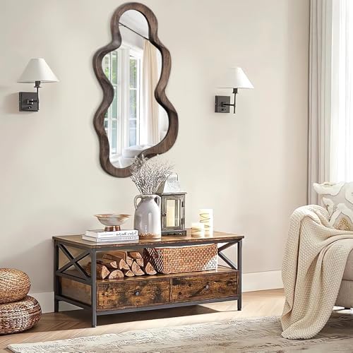 Large Asymmetrical Mirror, Wall Wood Frame Irregular Cloud Wavy Mirror - Image 6