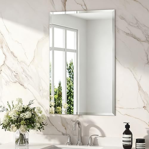 24x36 Inch Bathroom Mirrors for Over Sink, Frameless Mirrors for Wall by JACUKO