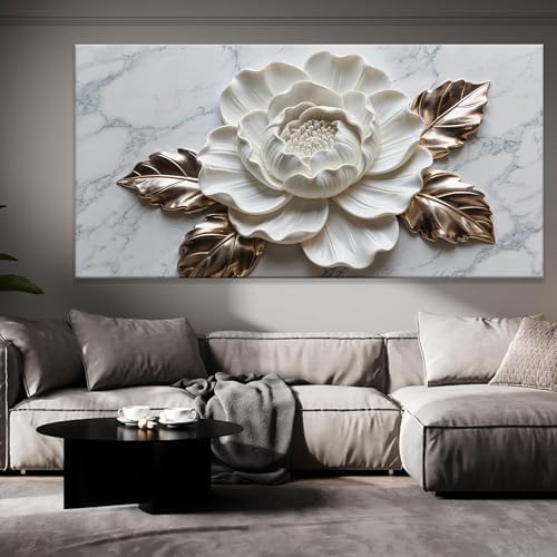 Suconvng Canvas Wall Art Living Room Prints Home Wall Decor Modern White Flower - Image 6
