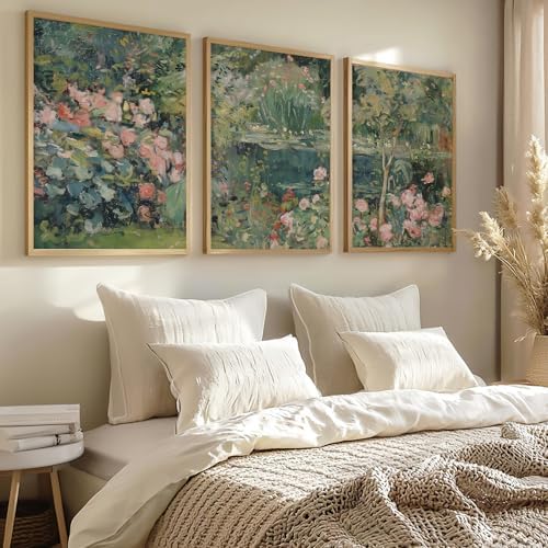 Set of 3 Vintage Oil Painting Spring Wildflower Wall Art 12x16Inch Unframed - Image 2