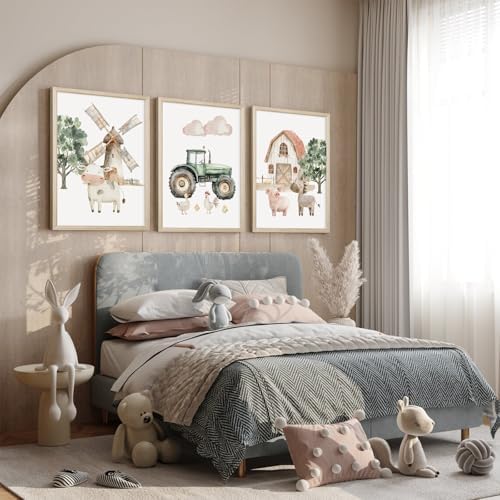 Nursery Farm Animal Wall Art Decor Baby Animal Canvas Prints Nursery Kids - Image 7