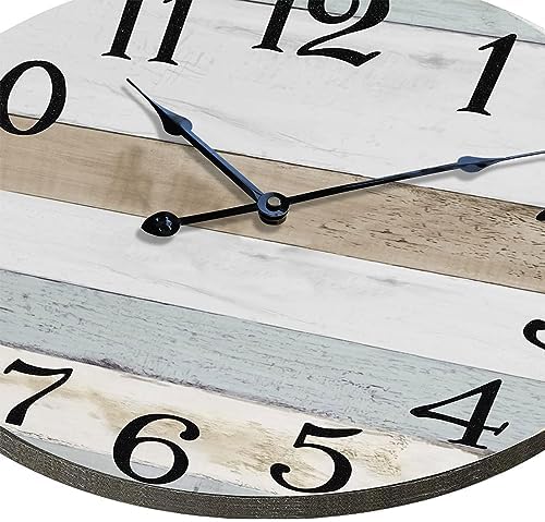 24 Inch Wall Clock Wood Round Silent Non-Ticking Clock - Image 2