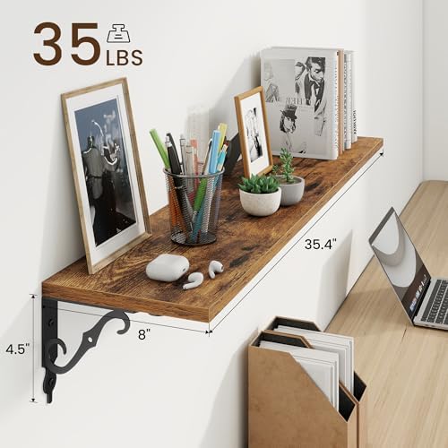 RICHFOCUS Floating Shelves for Wall Decor, 35.4W x 8D Wall Shelves Set of 2 - Image 3