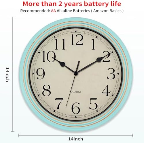 Foxtop Retro Wall Clock Silent Battery Operated Clock - Image 2
