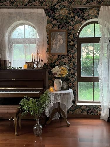 Dimoon Vintage Wallpaper Peel and Stick Archival Dark Green Floral Wallpaper - Image 2