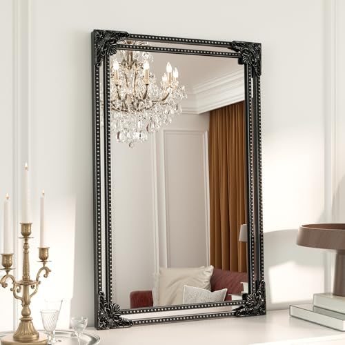 Keonjinn 20x30 Inch Black Antique Vintage Mirror, Brass Baroque Mirror by Keonjinn