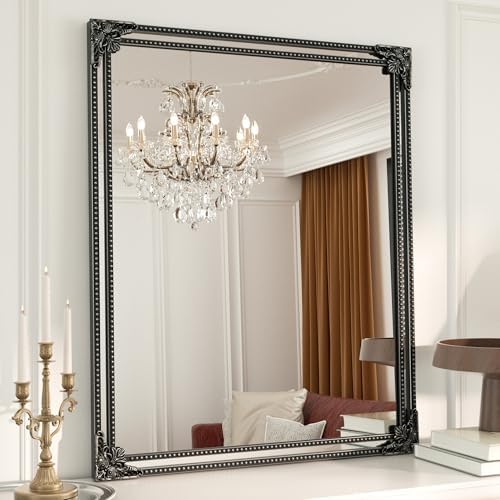 Keonjinn 30x36 Inch Black Antique Vintage Mirror, Brass Baroque Mirror by Keonjinn
