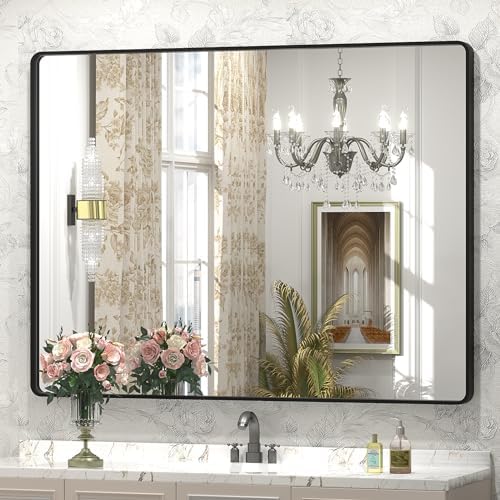 44x36 Inch Black Metal Framed Bathrrom Mirror by CHARMOR