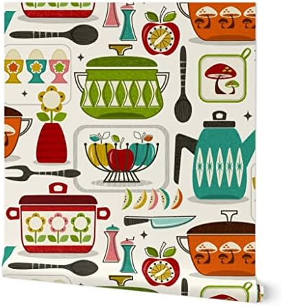 Spoonflower Kitchen Vintage Peel and Stick Removable Wallpaper by Spoonflower