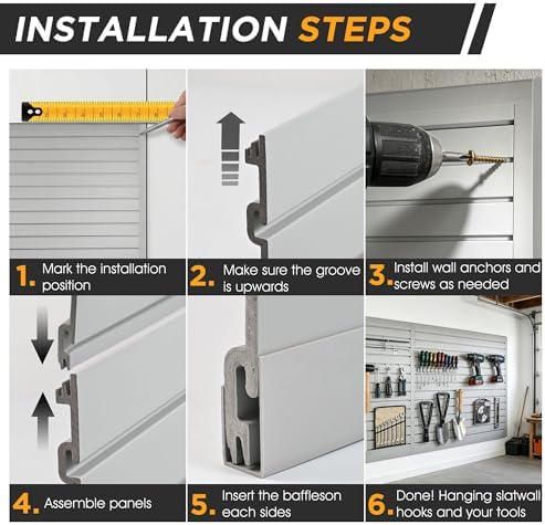 4'x8' Slatwall Panel Garage Storage System, PVC Slat Wall Paneling, Heavy Duty - Image 3