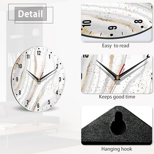 SPUNKER Clock for Bedroom, Abstract Kitchen Clocks Wall Battery Operated - Image 4