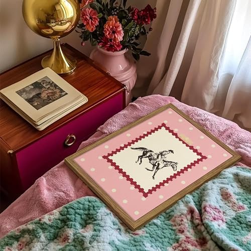 Framed Vintage Western Cowboy Wall Art, Retro Postage Stamp Horse Riding Canvas - Image 2