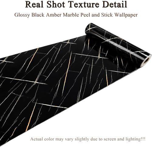 Black Gold Marble Peel and Stick Wallpaper, 47.2 x 394 in - Image 2